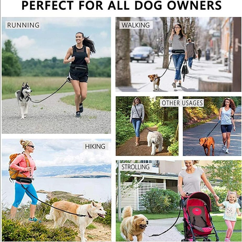 Hands-Free Dog Leash with Waist Belt