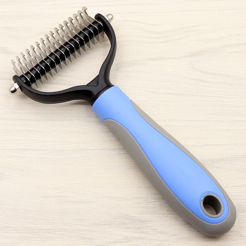 Double-Sided Dematting Comb for Long-Haired Dogs