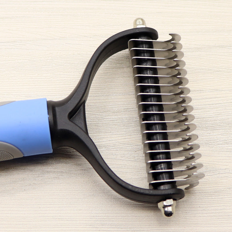 Double-Sided Dematting Comb for Long-Haired Dogs