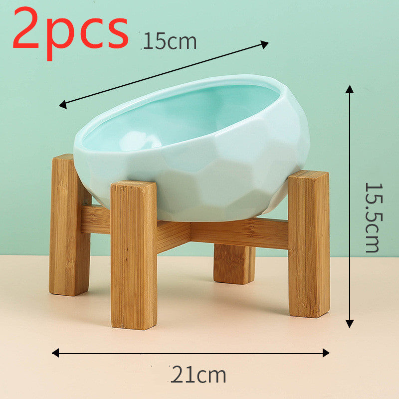 Oblique Mouth Ceramic Pet Bowl