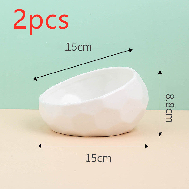 Oblique Mouth Ceramic Pet Bowl