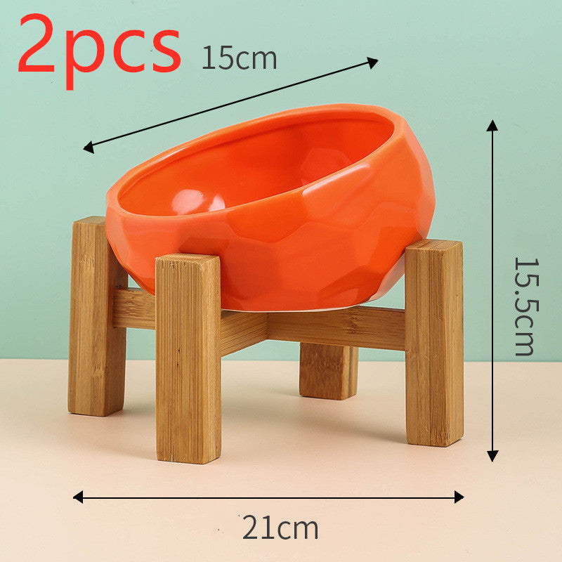 Oblique Mouth Ceramic Pet Bowl