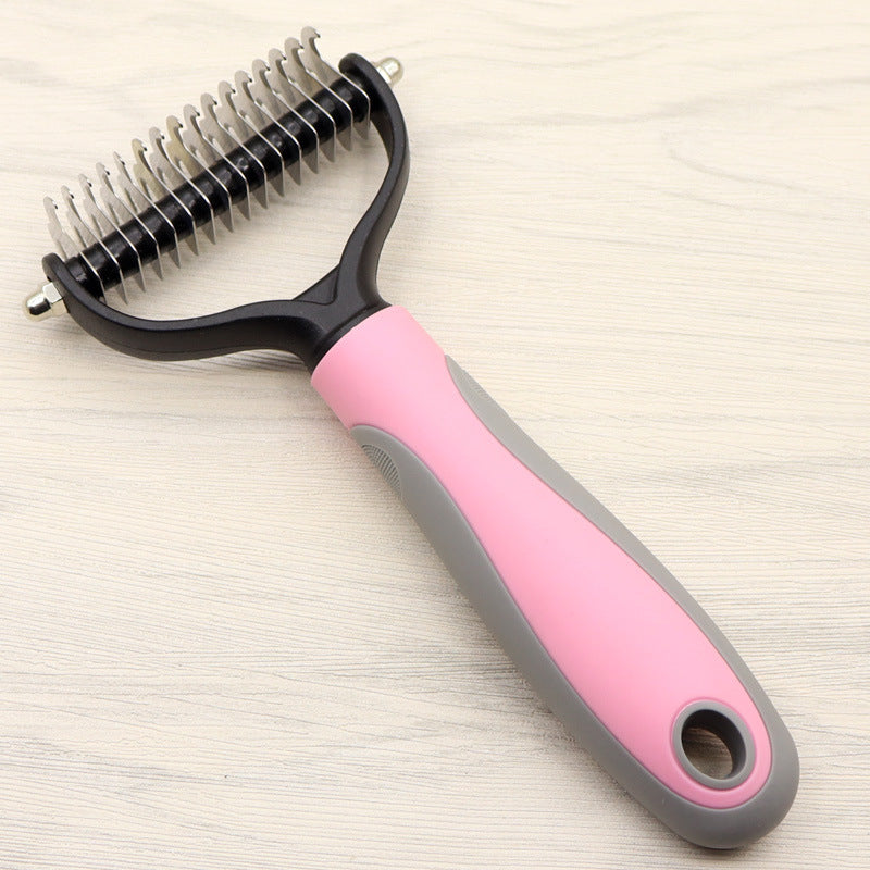 Double-Sided Dematting Comb for Long-Haired Dogs