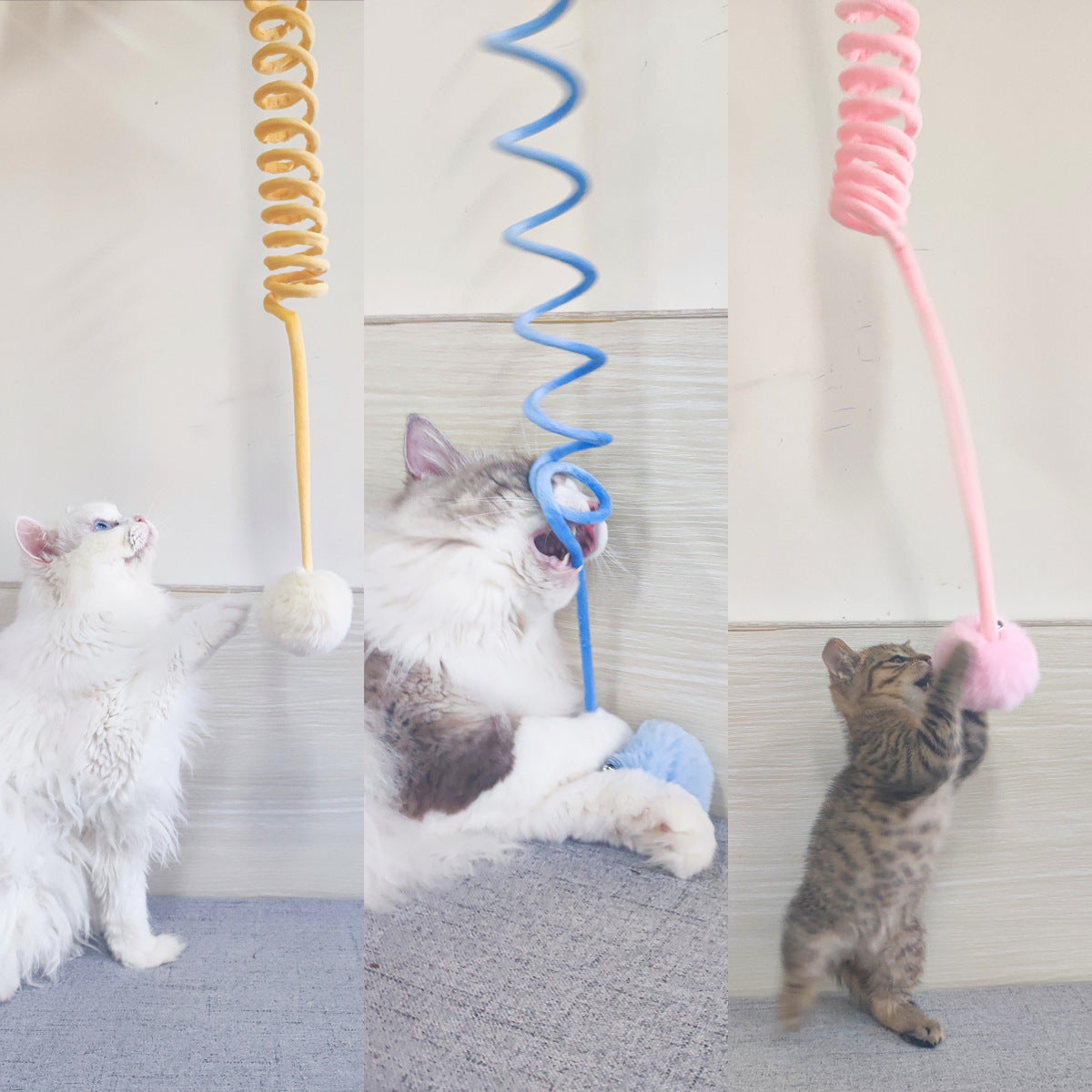 Self-Suction Spring Rabbit Hair Ball Cat Toy