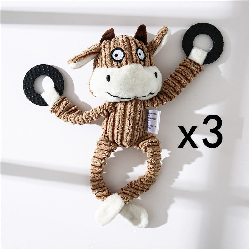 Donkey-Shaped Corduroy Chew Toy