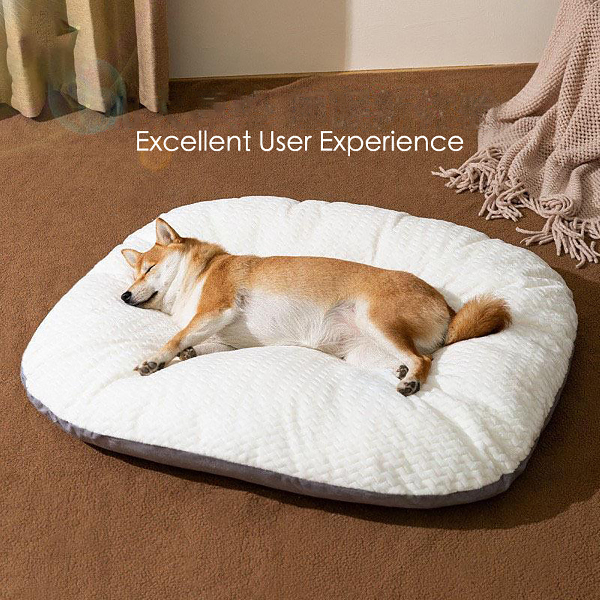 Oval Plush Dog Bed for Large Dogs