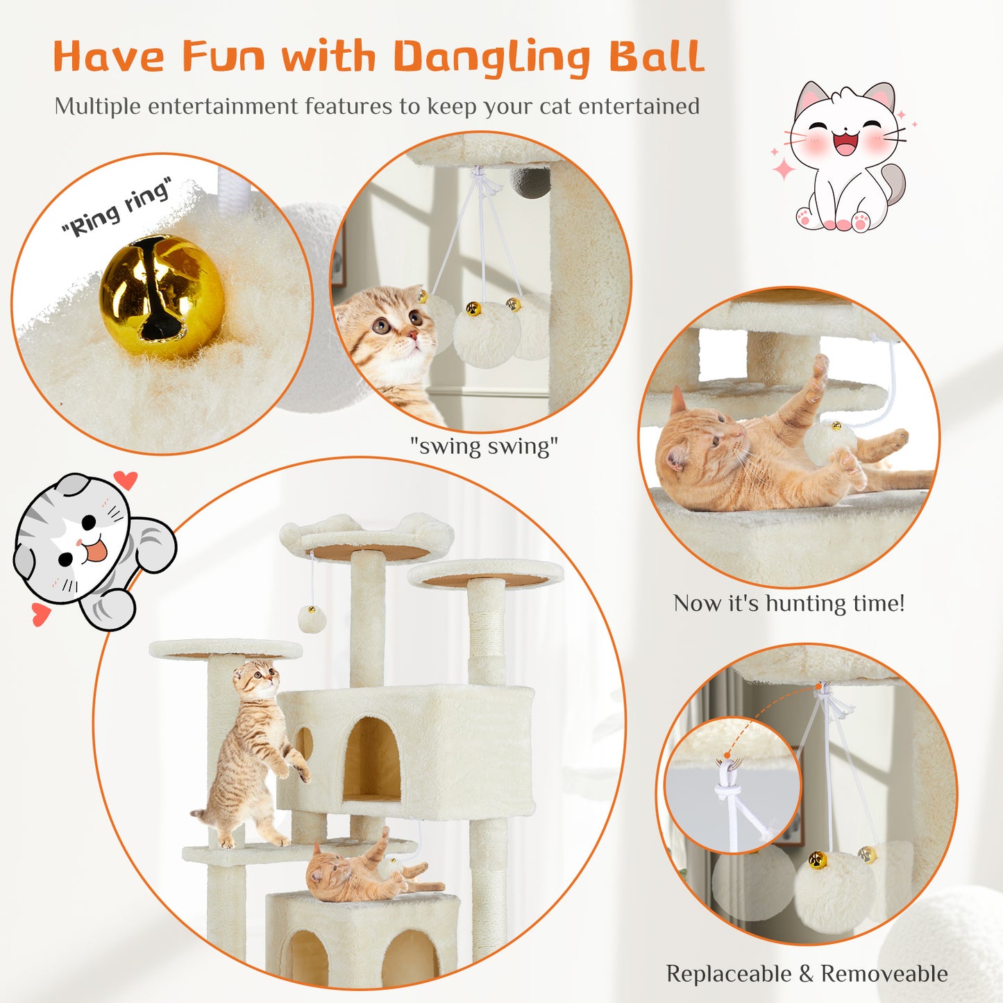 54-Inch Multi-Functional Cat Treehouse
