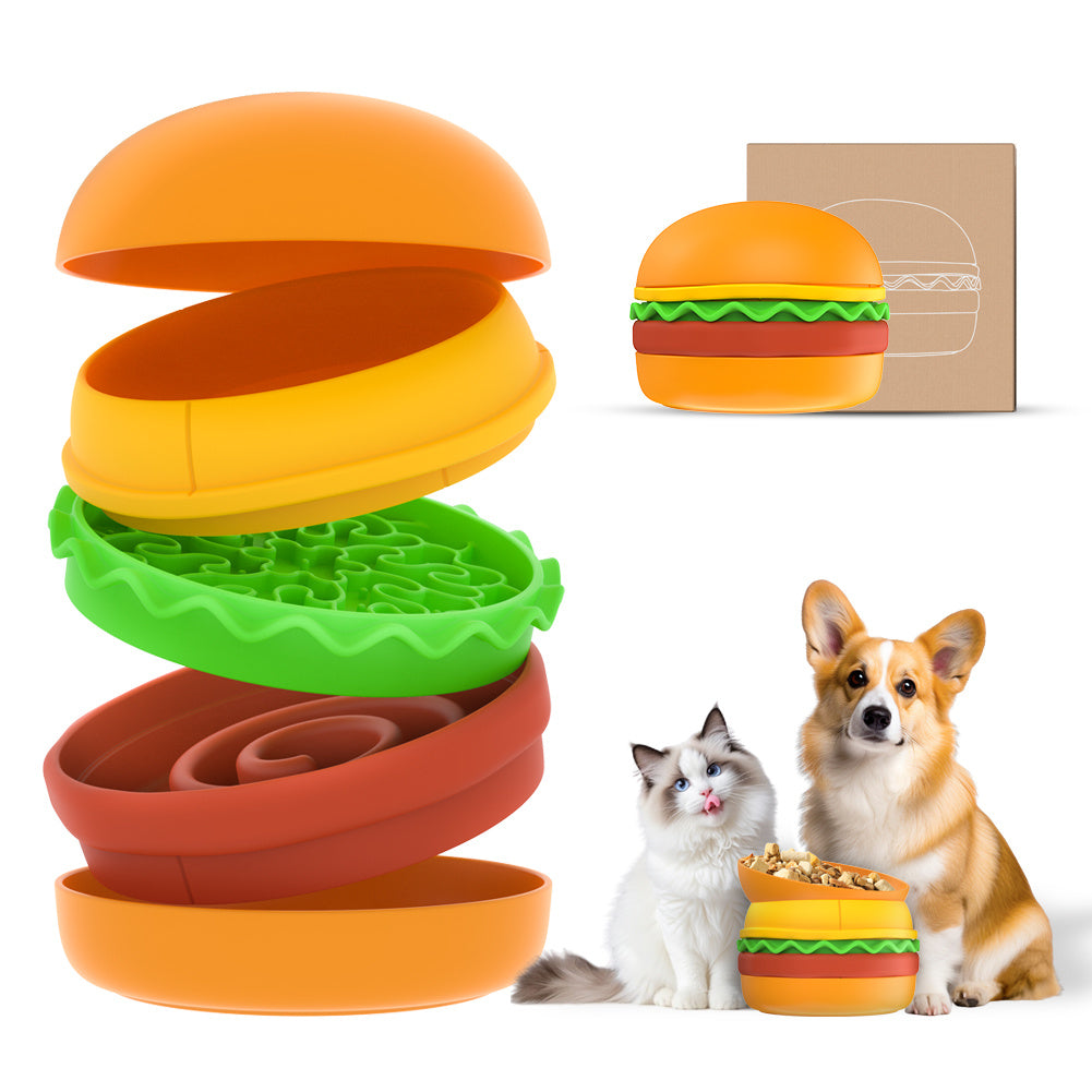 Hamburger-Style Pet Bowl Set