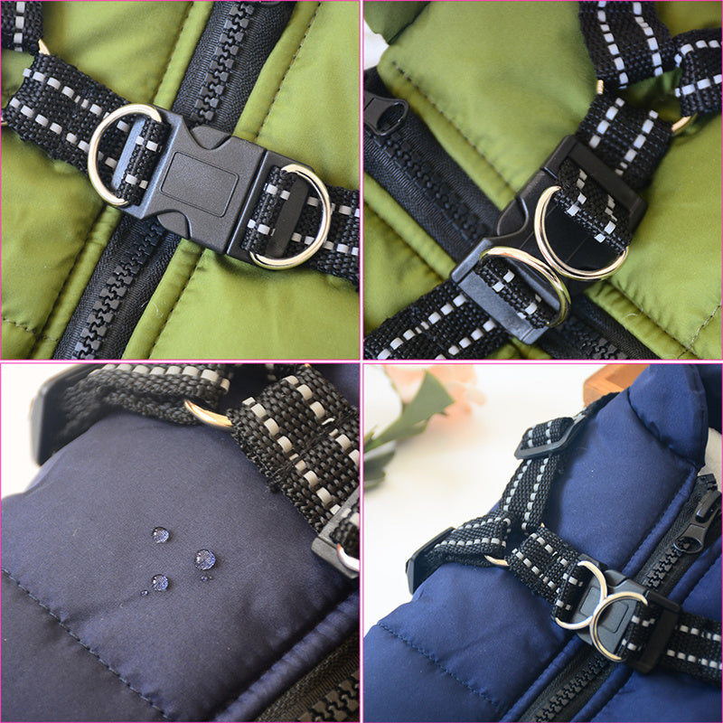 Waterproof Winter Dog Coat with Built-In Harness