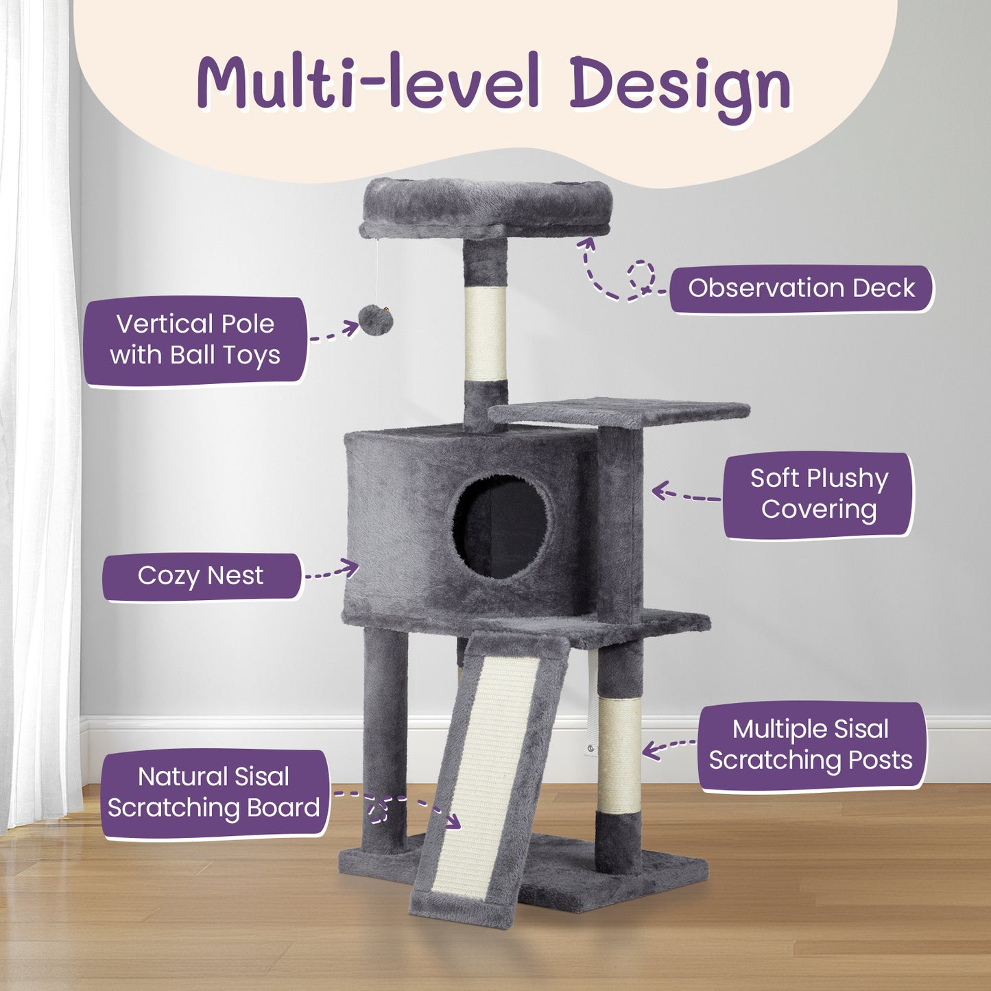 Multi-Level Cat Tree with Scratcher & Condo