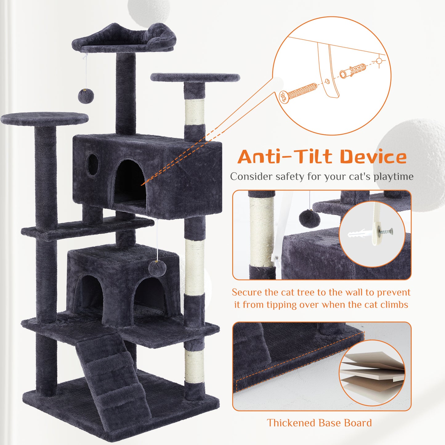 54-Inch Multi-Functional Cat Treehouse