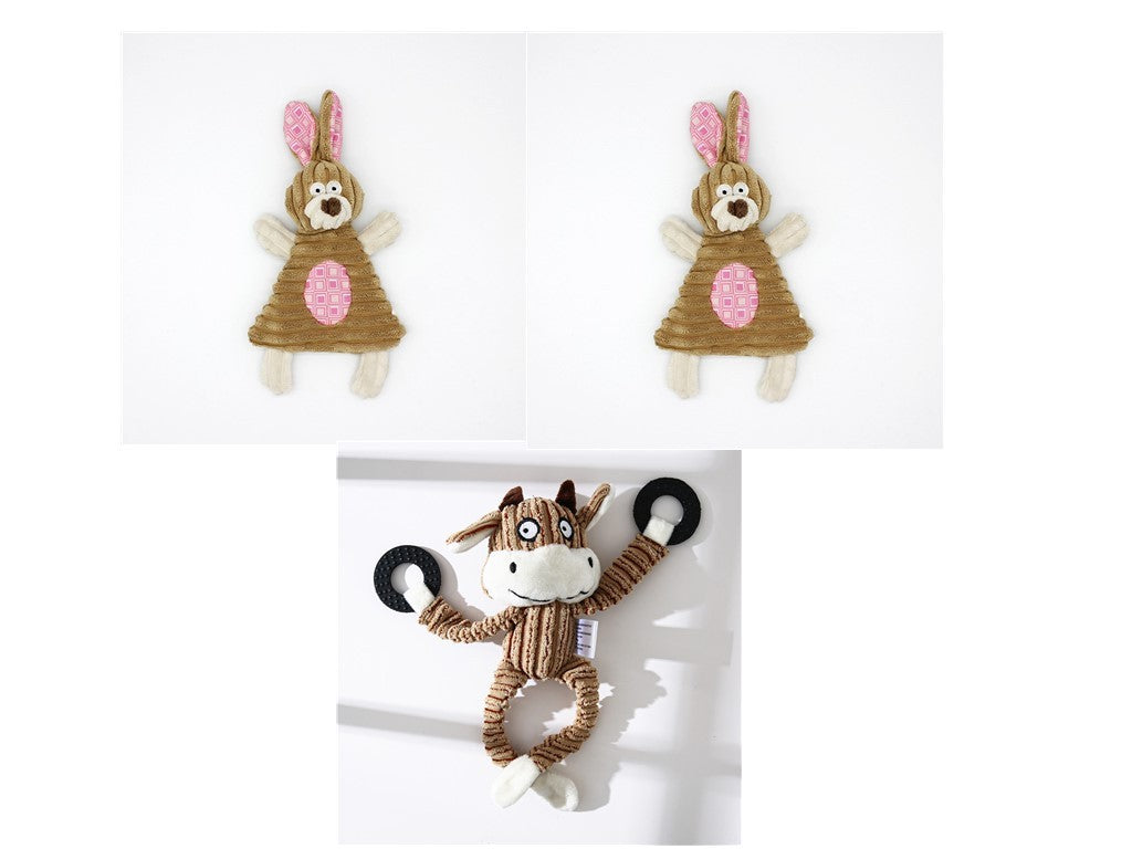 Donkey-Shaped Corduroy Chew Toy