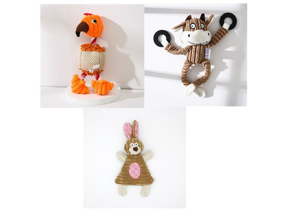 Donkey-Shaped Corduroy Chew Toy