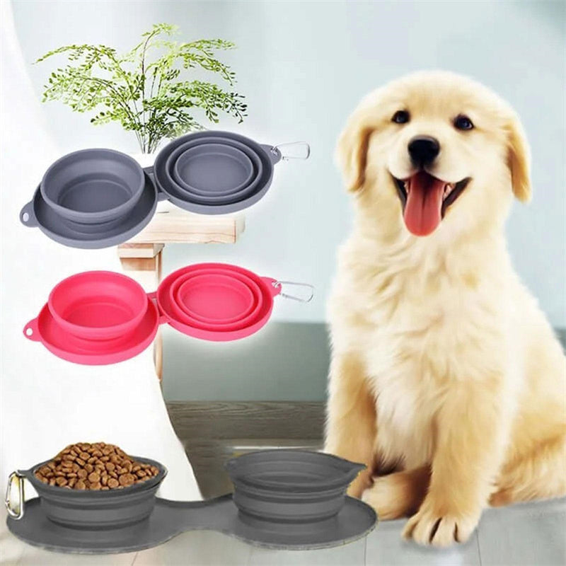 Foldable Silicone Double Pet Bowl