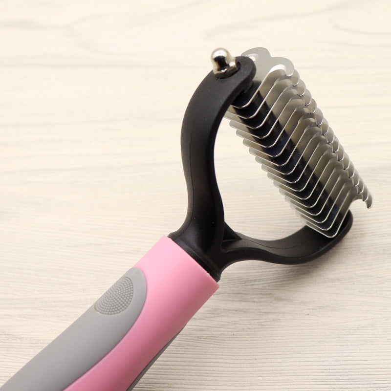 Double-Sided Dematting Comb for Long-Haired Dogs