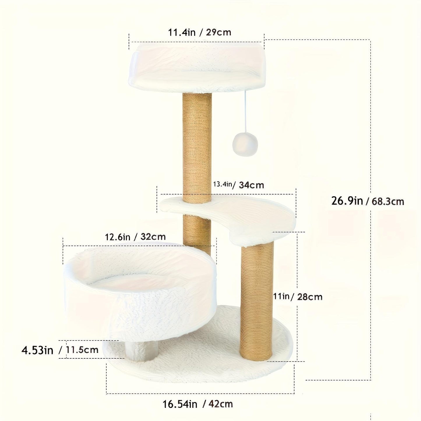 Multi-layer Cat Tree with Scratching Post & Toy Ball