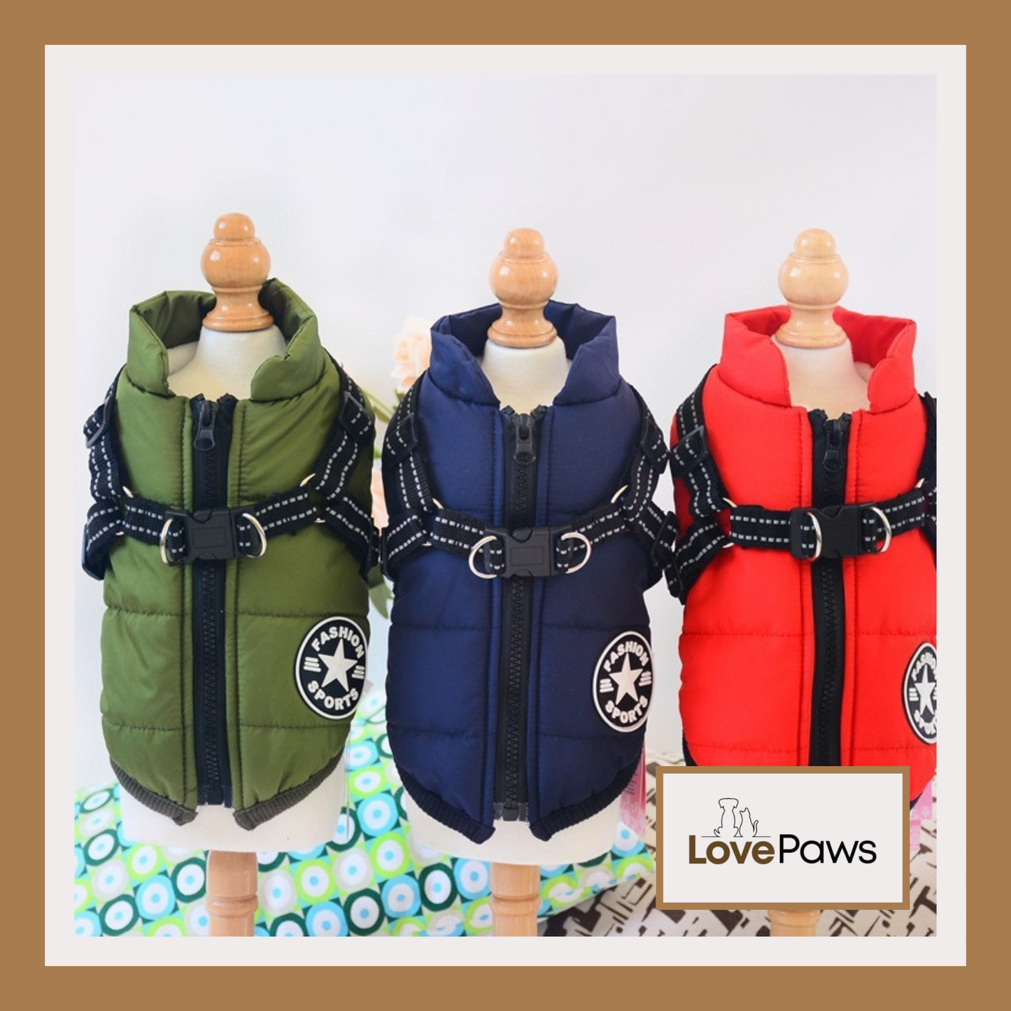 Waterproof Winter Dog Coat with Built-In Harness