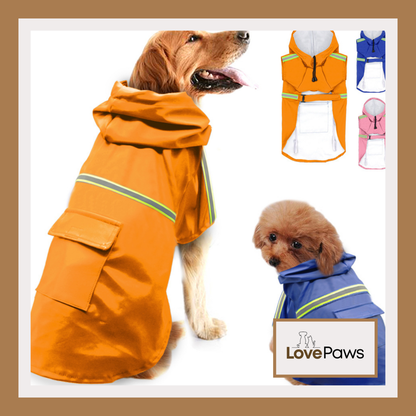 Waterproof Reflective Dog Raincoat with Pocket