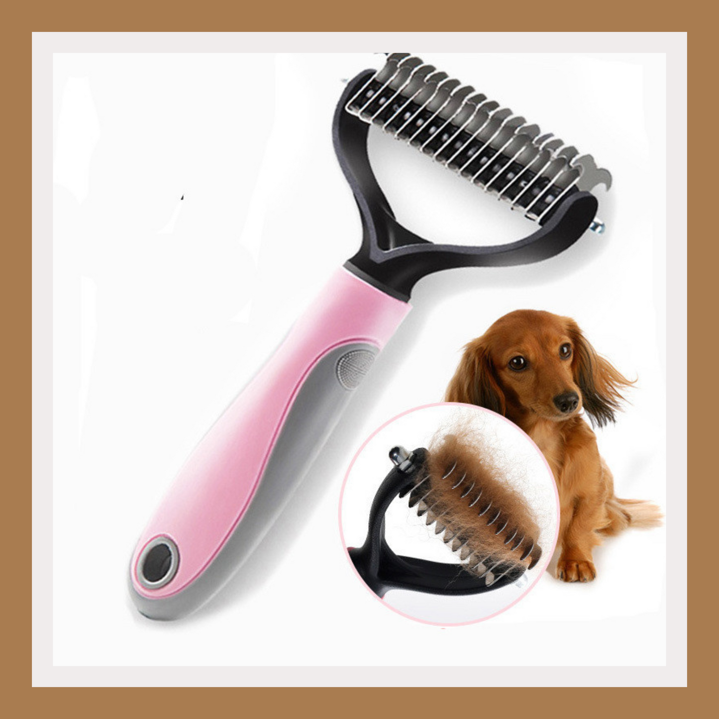 Double-Sided Dematting Comb for Long-Haired Dogs