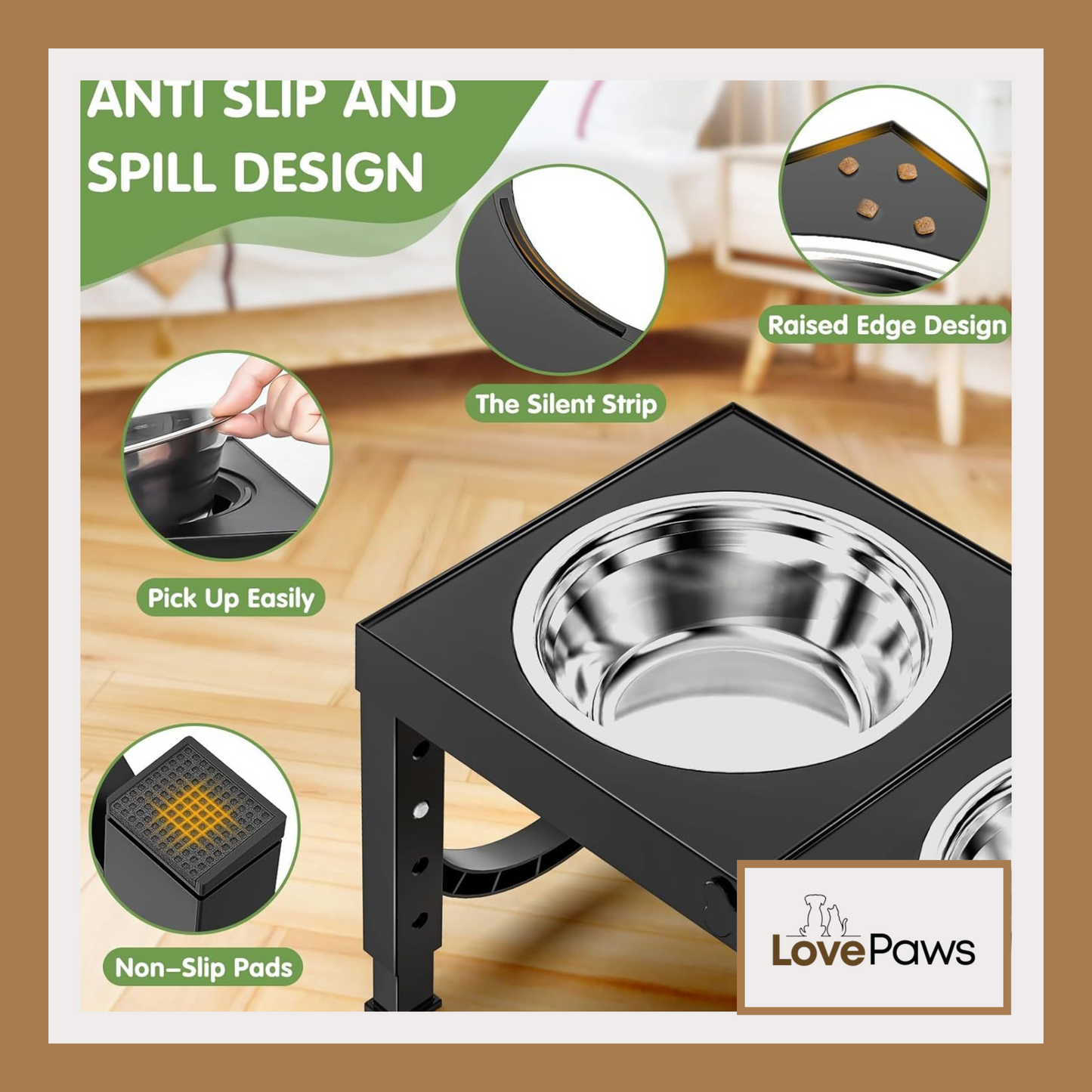 XiaZ Adjustable Black Dog Bowl Stand