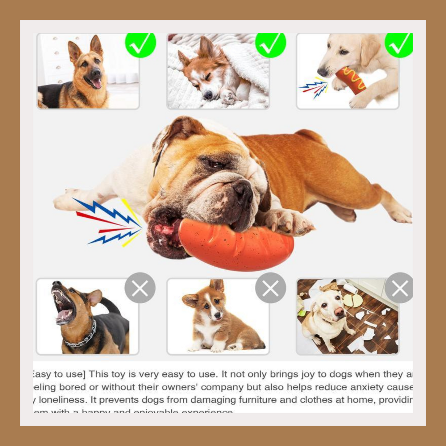 PPOKEl Hot Dog Chew Toy