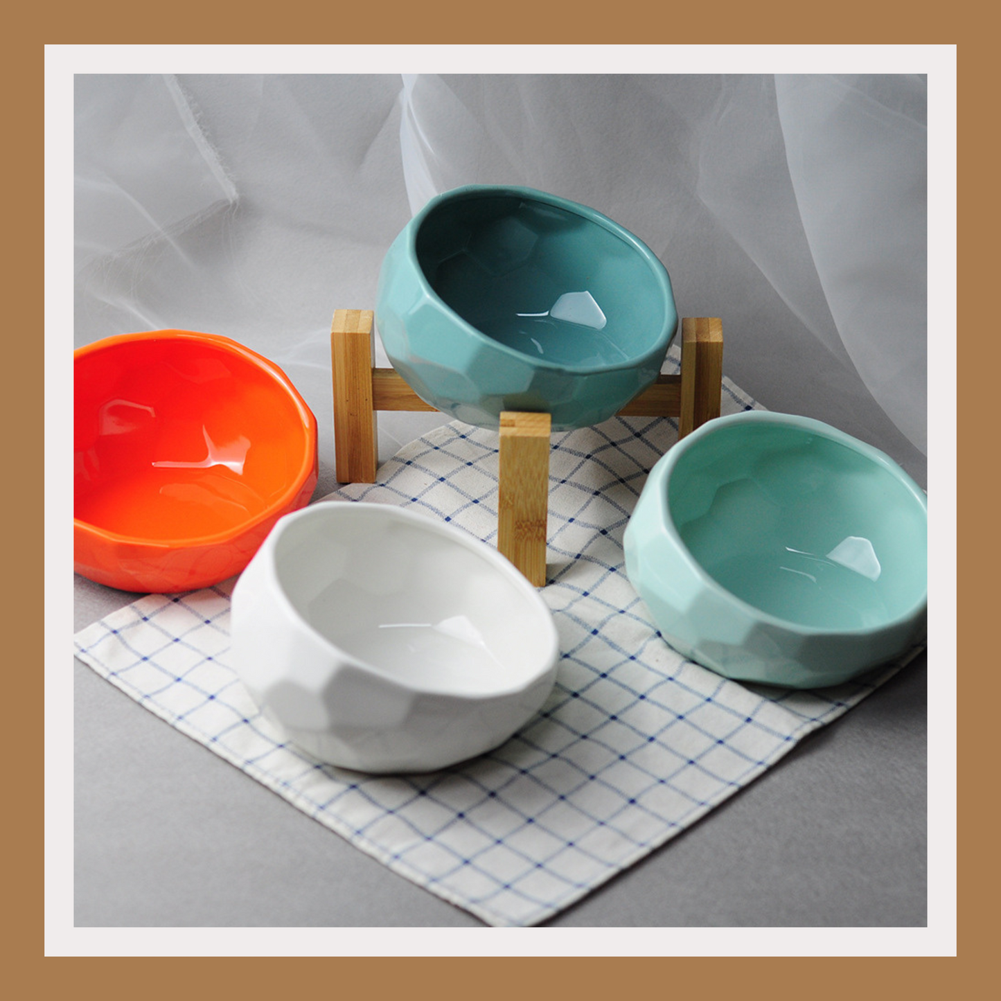 Oblique Mouth Ceramic Pet Bowl