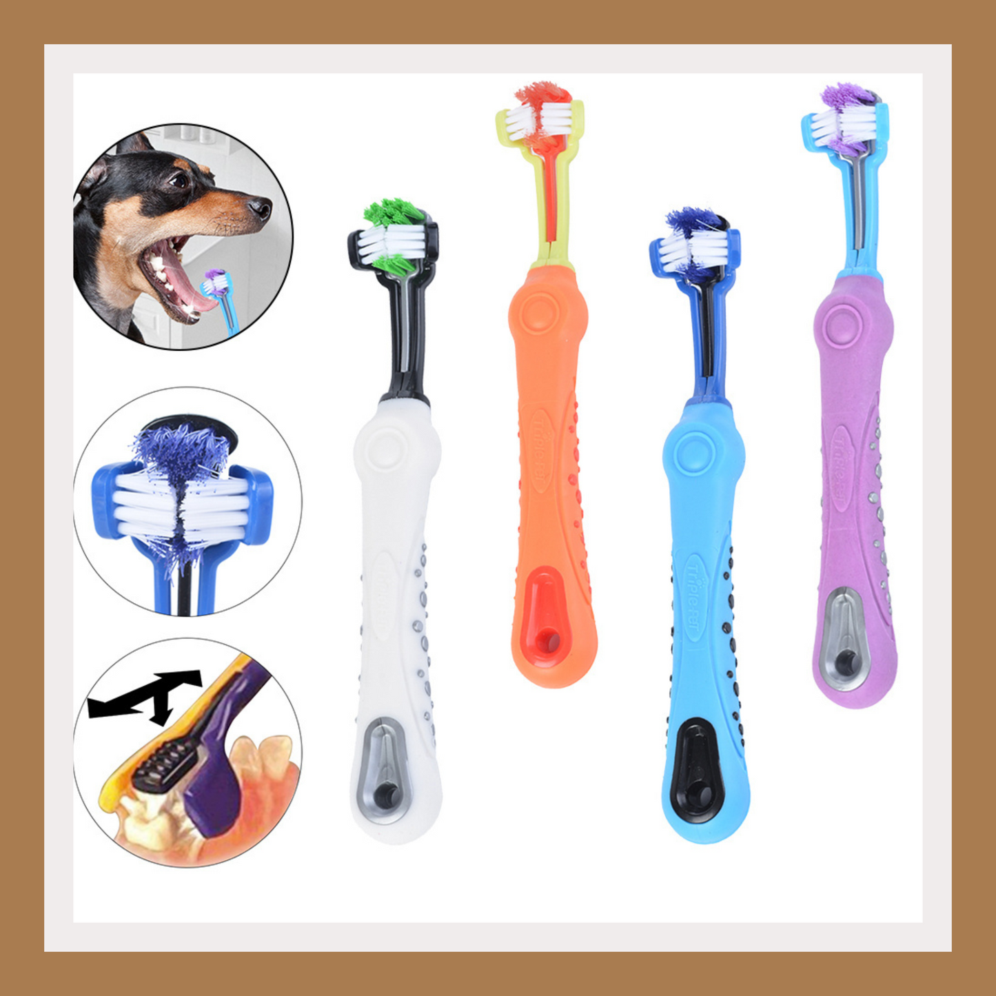 Three-Sided Pet Toothbrush