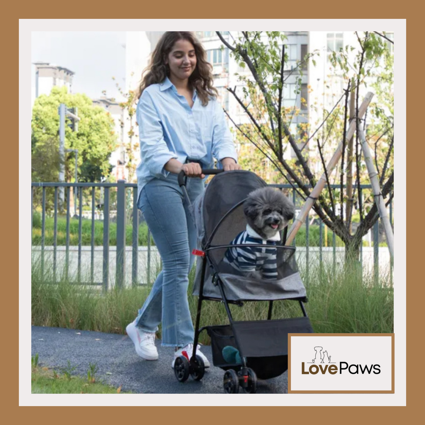Foldable Pet Stroller for Small Dogs & Cats