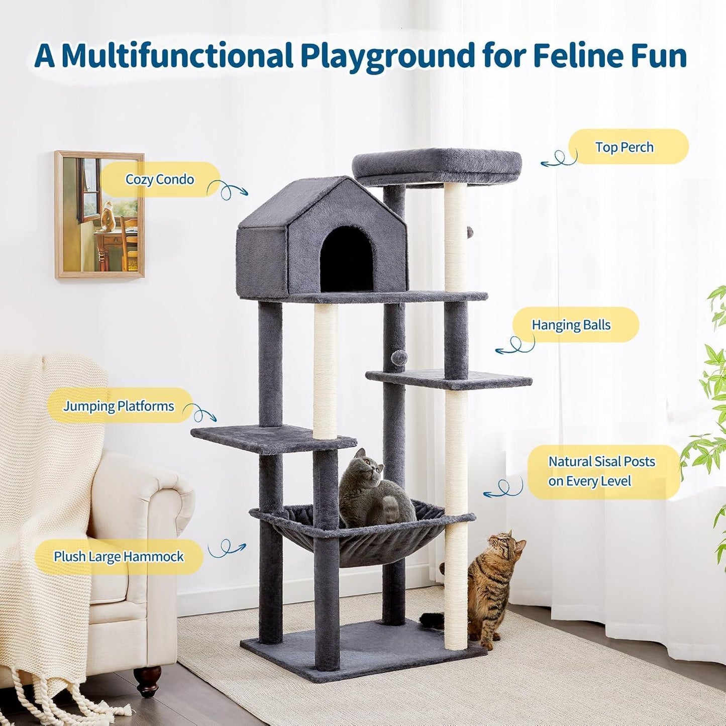 60-Inch Multi-Level Cat Tree
