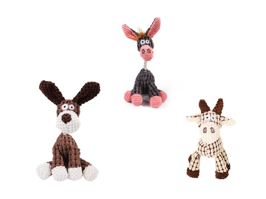 Donkey-Shaped Corduroy Chew Toy