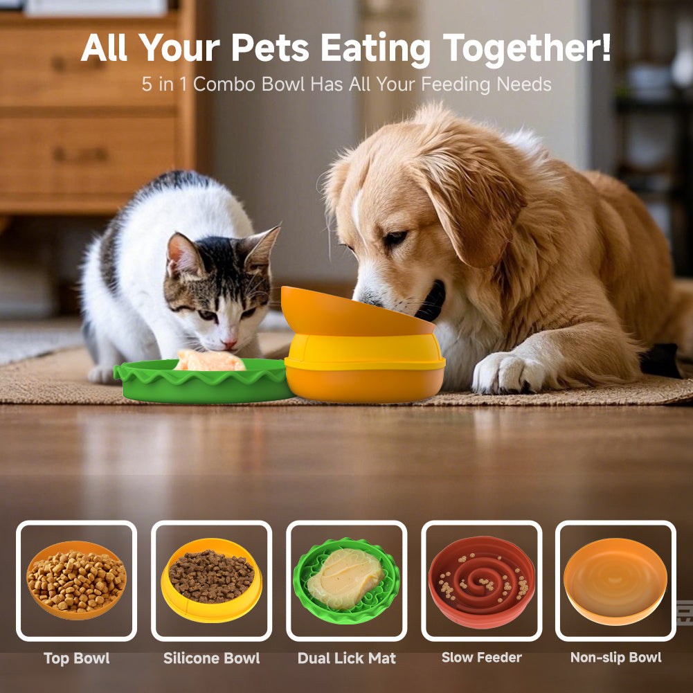 Hamburger-Style Pet Bowl Set