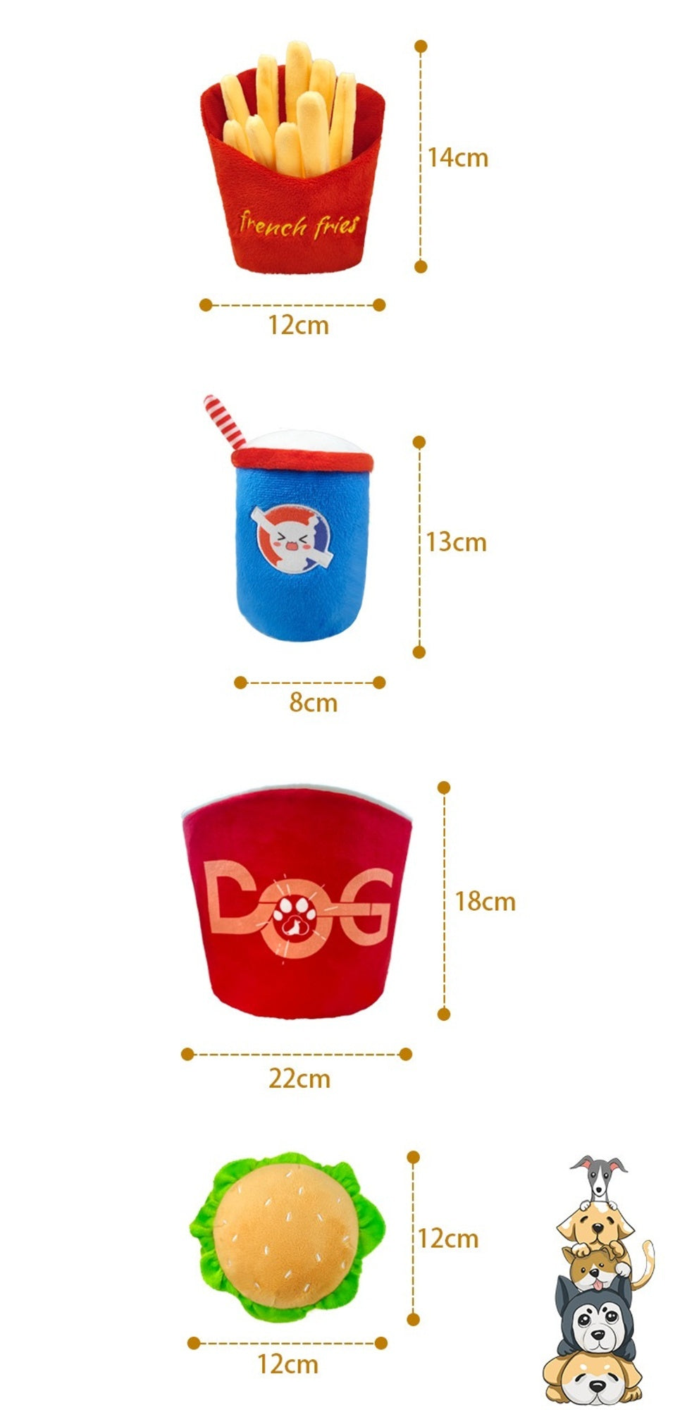 4-in-1 Fast Food Bucket Dog Toy Set