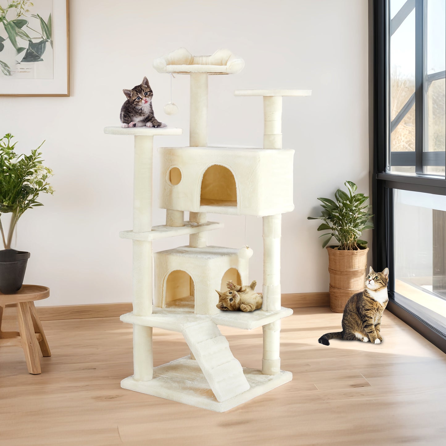 54-Inch Multi-Functional Cat Treehouse