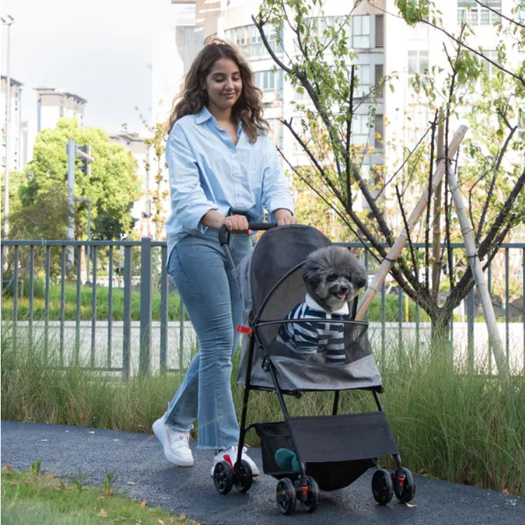Foldable Pet Stroller for Small Dogs & Cats