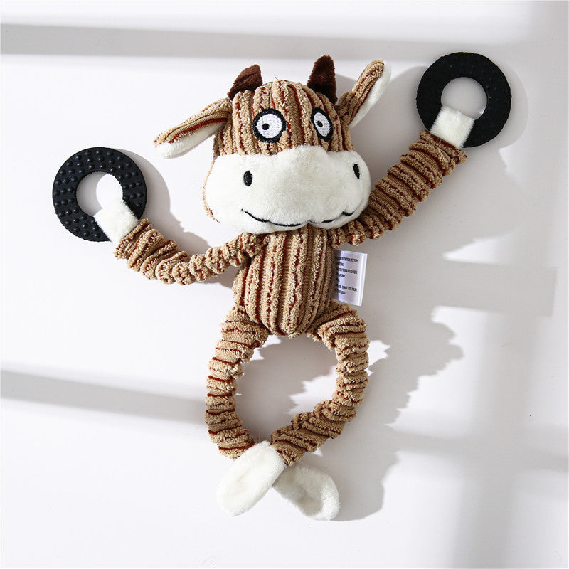 Donkey-Shaped Corduroy Chew Toy