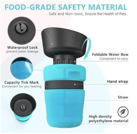 Pet Outdoor Foldable Travel Water Bottle – 2-in-1 Dispenser & Bowl