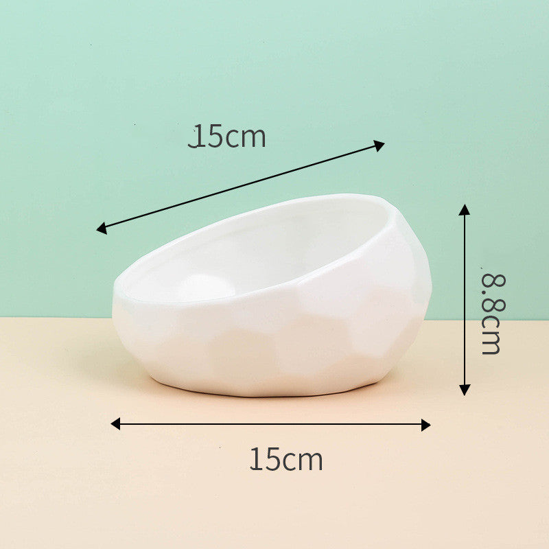 Oblique Mouth Ceramic Pet Bowl