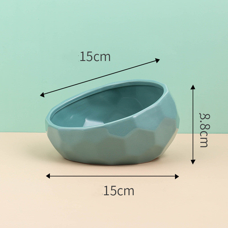 Oblique Mouth Ceramic Pet Bowl