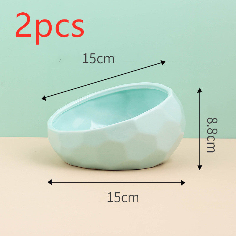 Oblique Mouth Ceramic Pet Bowl