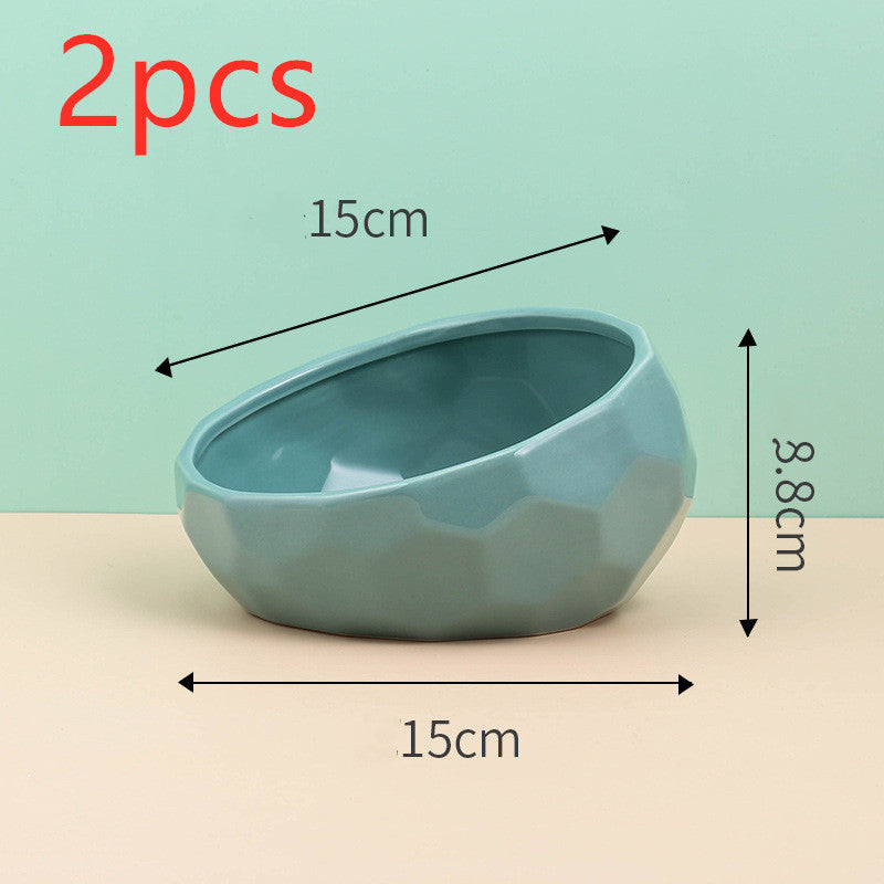 Oblique Mouth Ceramic Pet Bowl