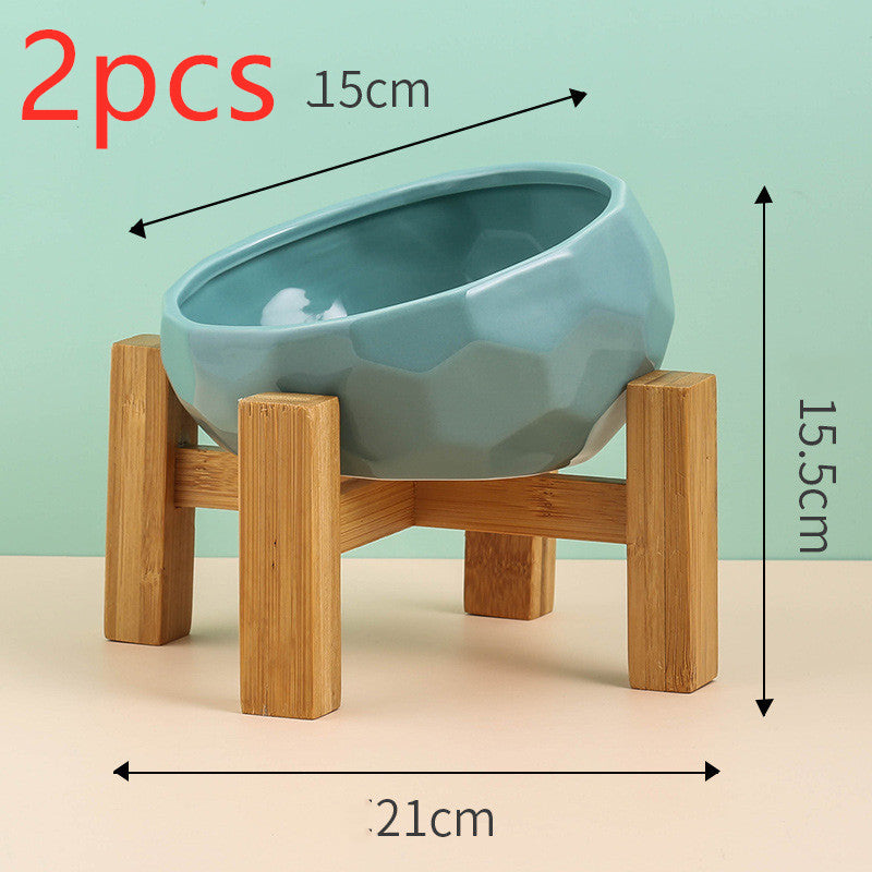 Oblique Mouth Ceramic Pet Bowl