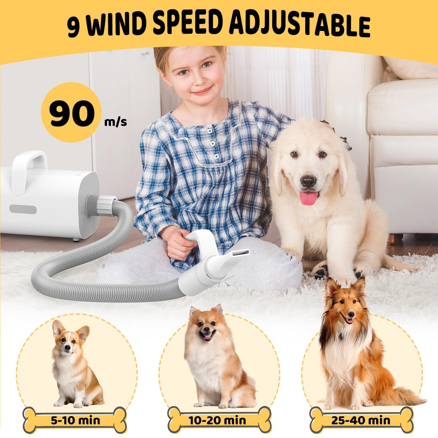 TWICEMET 4-in-1 Smart Handle Pet Hair Dryer
