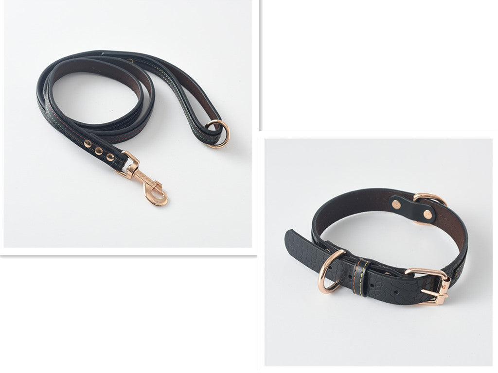 Leather Dog Collar & Leash Set