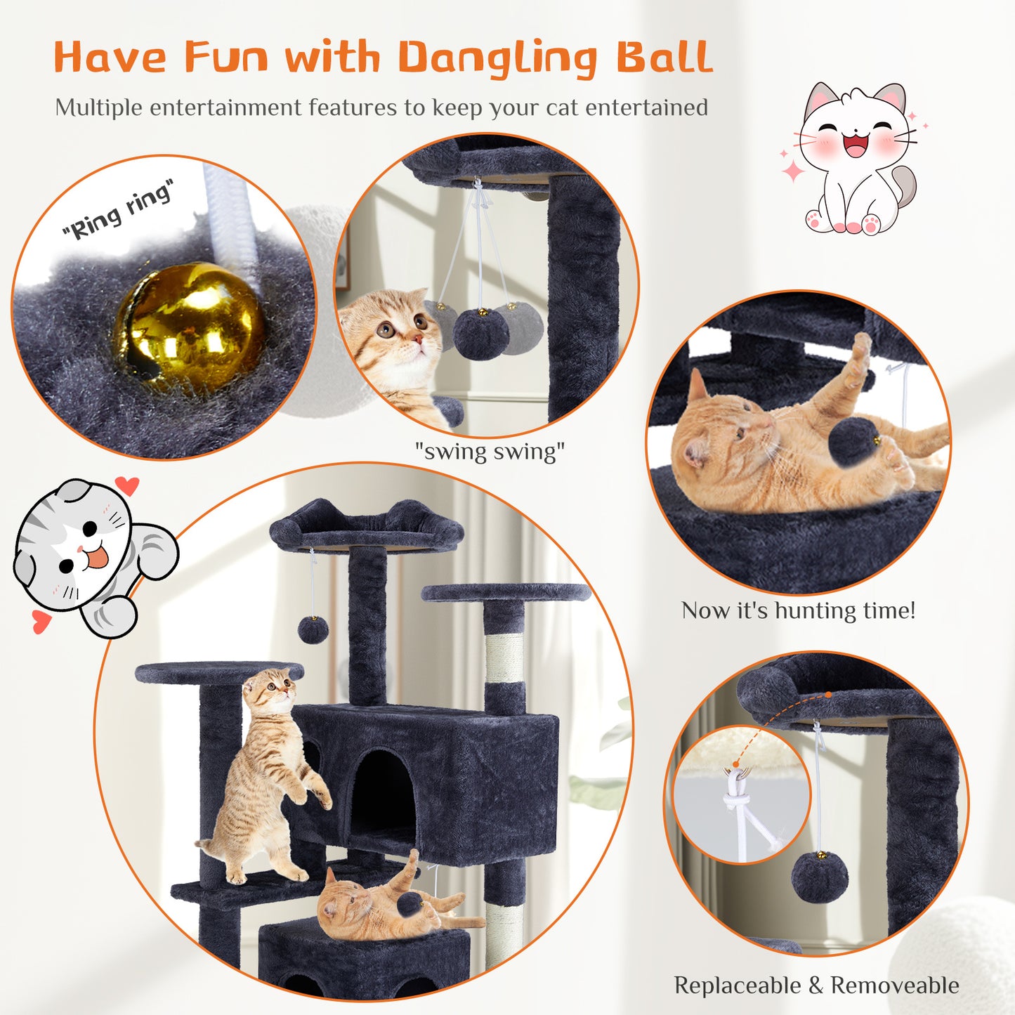 54-Inch Multi-Functional Cat Treehouse