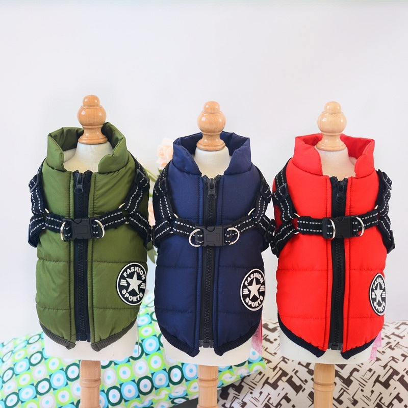 Waterproof Winter Dog Coat with Built-In Harness