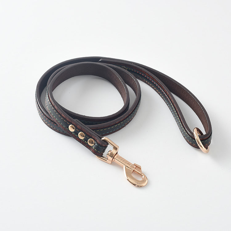 Leather Dog Collar & Leash Set