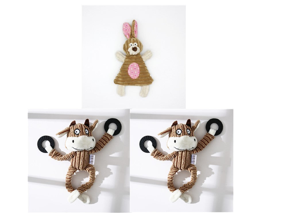 Donkey-Shaped Corduroy Chew Toy