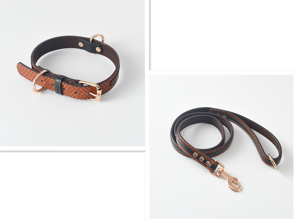 Leather Dog Collar & Leash Set