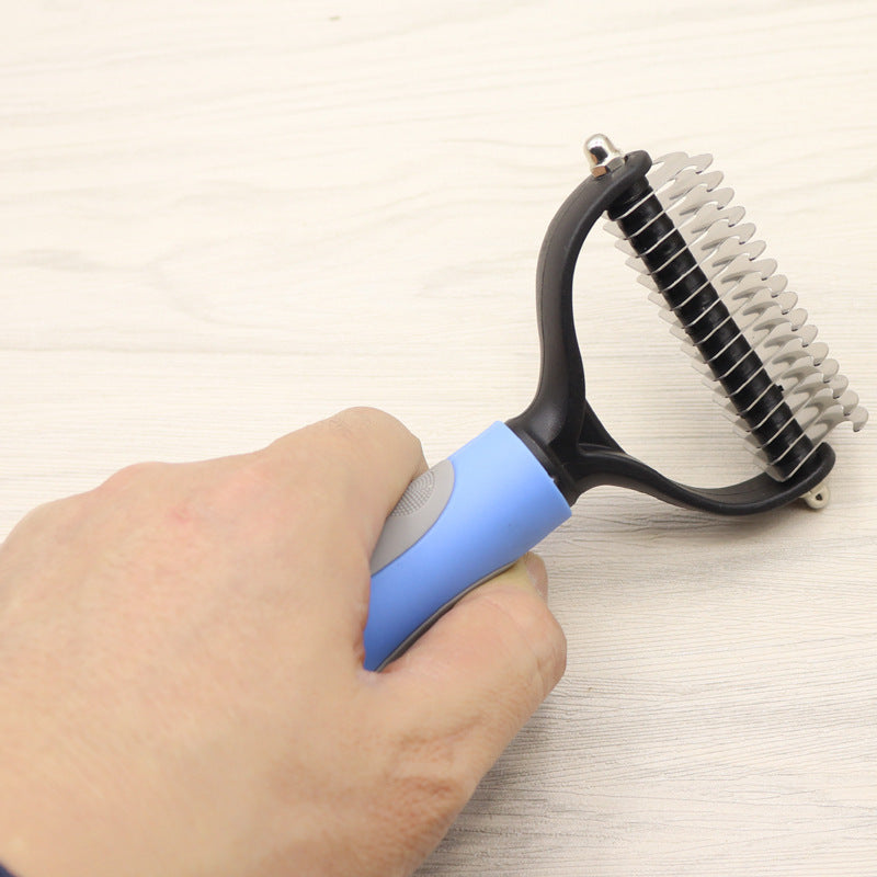 Double-Sided Dematting Comb for Long-Haired Dogs