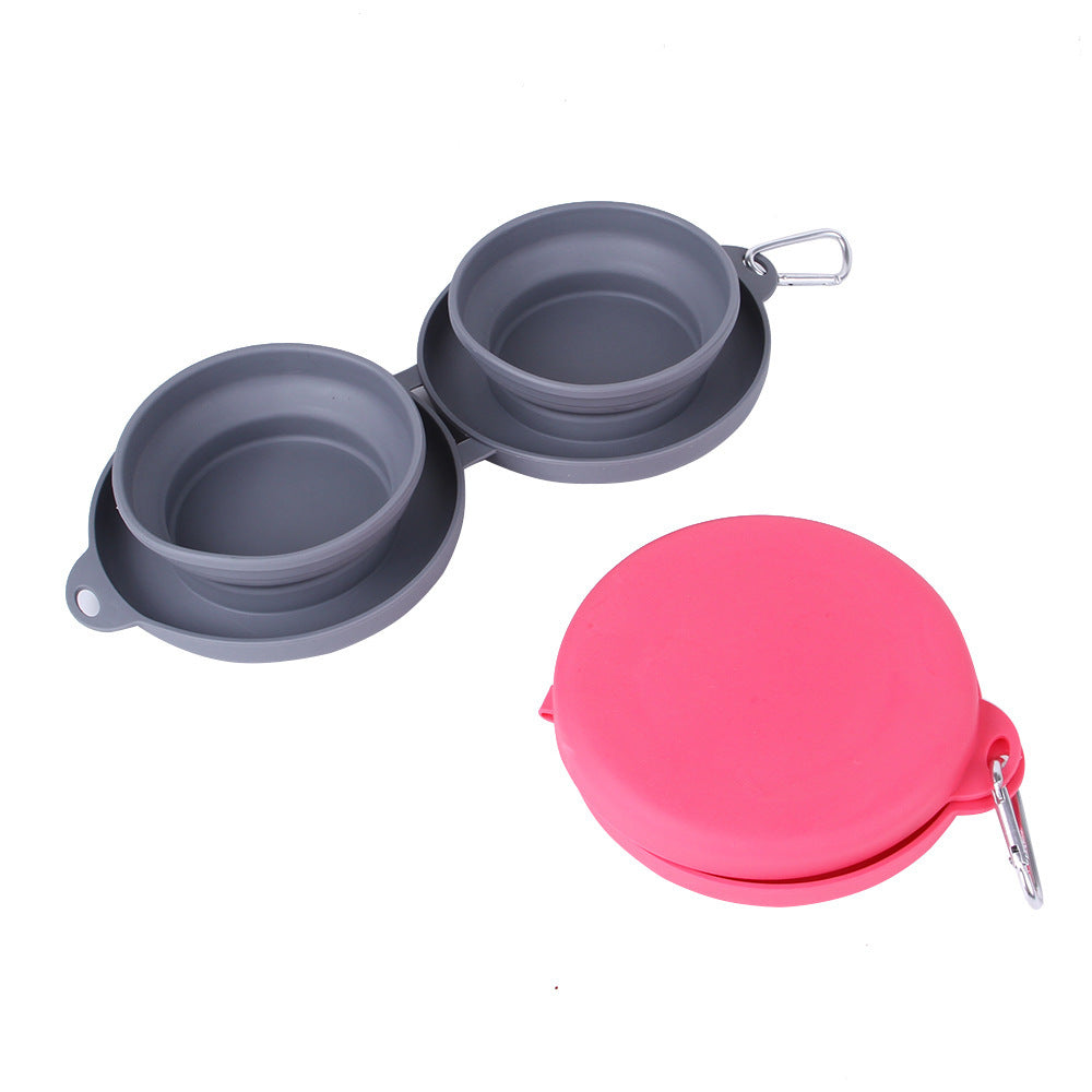 Foldable Silicone Double Pet Bowl
